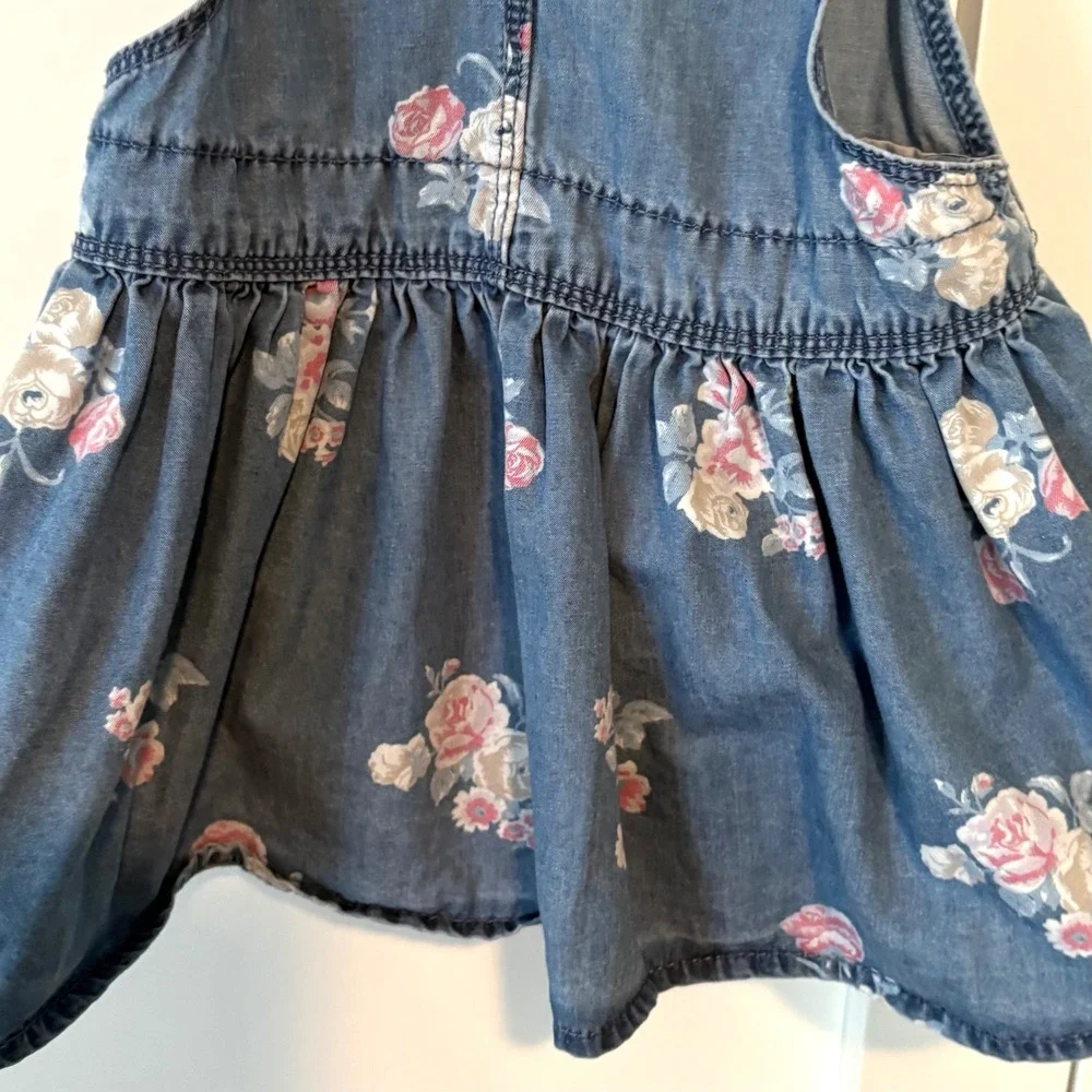 Osh Kosh B'Gosh Girl's‎ Floral Denim Overall Dress in Size 18M